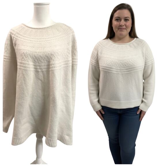 Caslon Fair Isle Crew Neck Pullover Sweater Off-White Plus Size 4X - Picture 1 of 7
